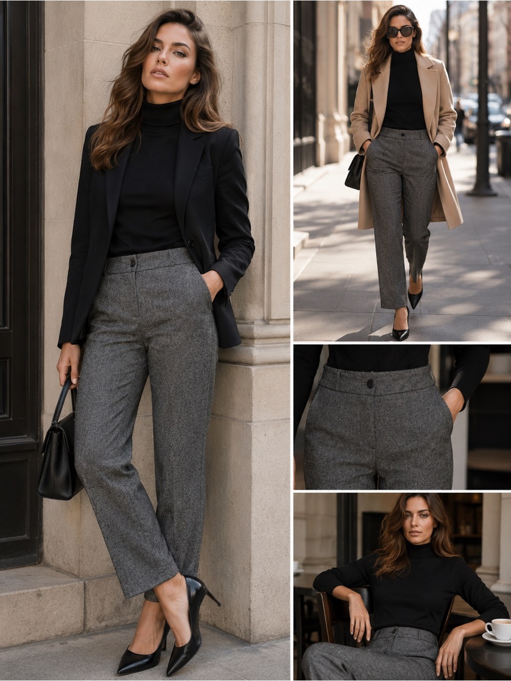 Talbots Signature Petite Black & White Herringbone Dress Pants | Size 6P (1323)